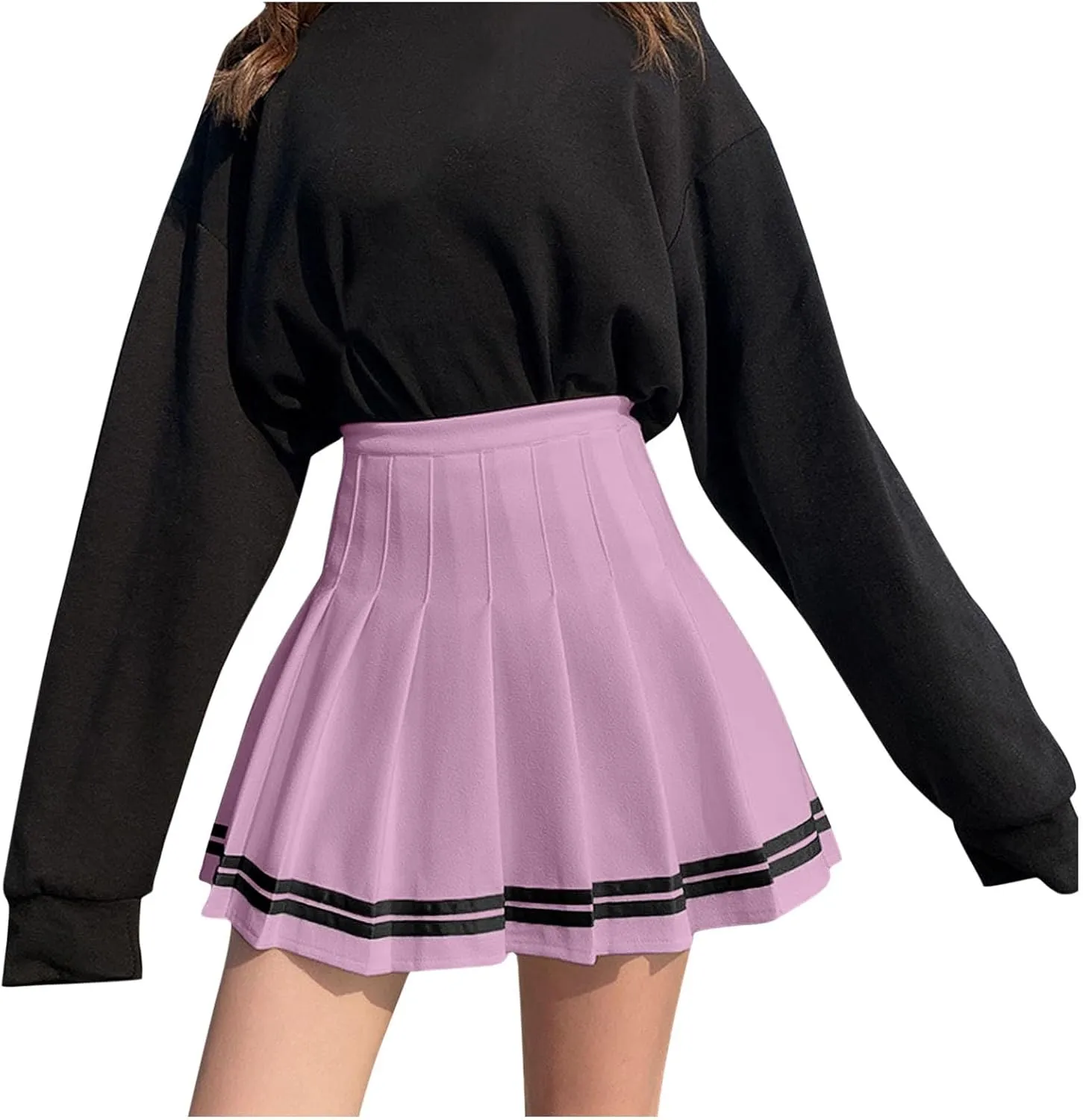 Casual Skirts for Women High Waist Trendy Pleated Y2K A-Line Uniform Cheer Mini Skirts for Girls Summer Streetwear