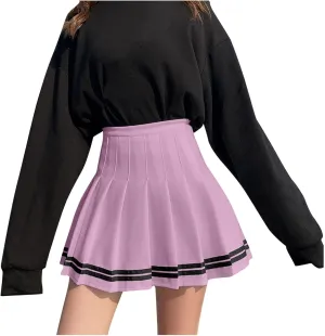 Casual Skirts for Women High Waist Trendy Pleated Y2K A-Line Uniform Cheer Mini Skirts for Girls Summer Streetwear