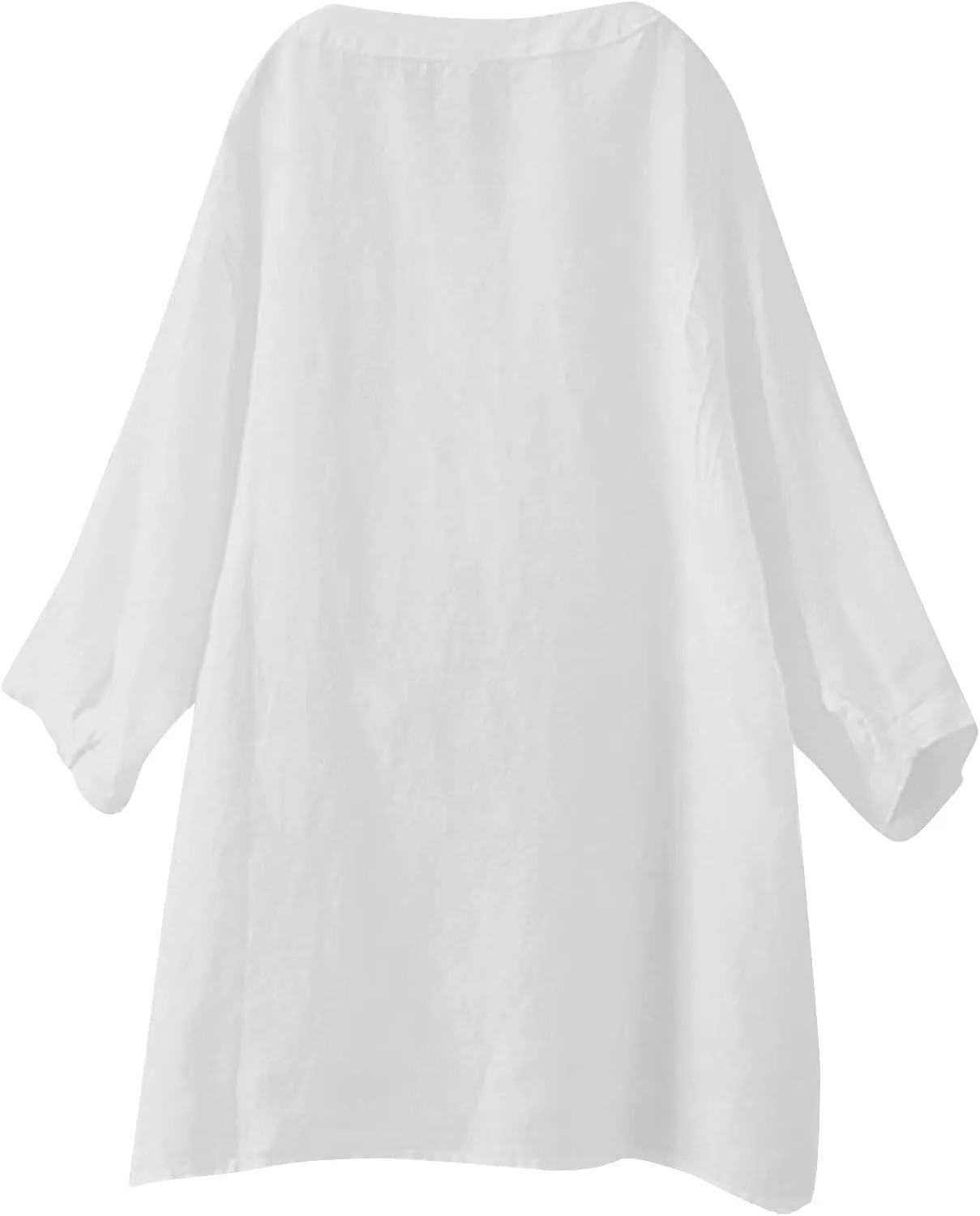 Cotton Linen Shirts for Women Side Split Tops Button Down Tees Short Sleeve V Neck Dressy Casual Blouses