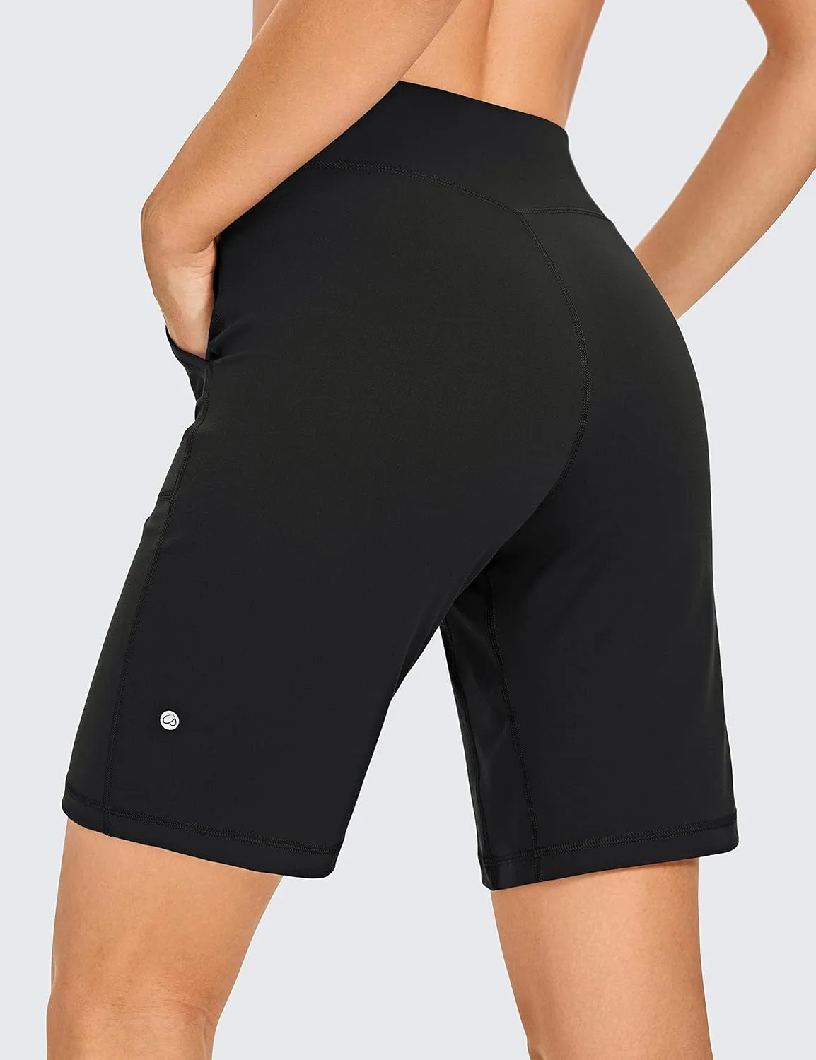 CRZ YOGA Women's Butterluxe Bermuda Long Shorts Pockets 9'' - High Waisted Shorts Casual Summer Athletic Running Knee Length