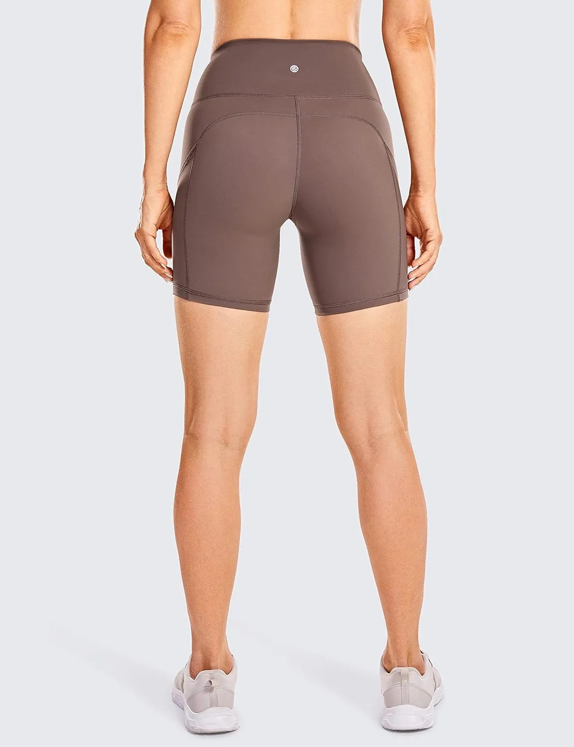 CRZ YOGA Women's Naked Feeling Light Running Shorts 6 Inches - High Waisted Gym Biker Compression Shorts with Pockets