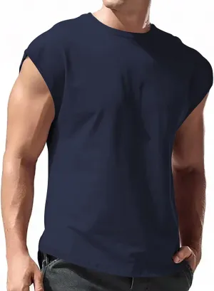 CTRLZS Cap Sleeve T-Shirts for Men Solid Color Muscle Cut Performance Cool Workout Tees Gym Loose Bodybuilding Sport Tops