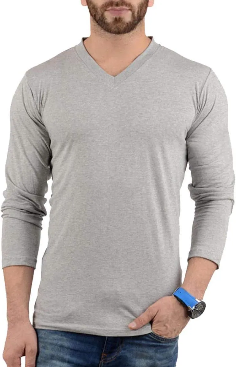 Decrum Long Sleeves Shirts for Men - Pack of 3 V-Neck Soft Breathable Full Sleeve T Shirt Mens Multipack