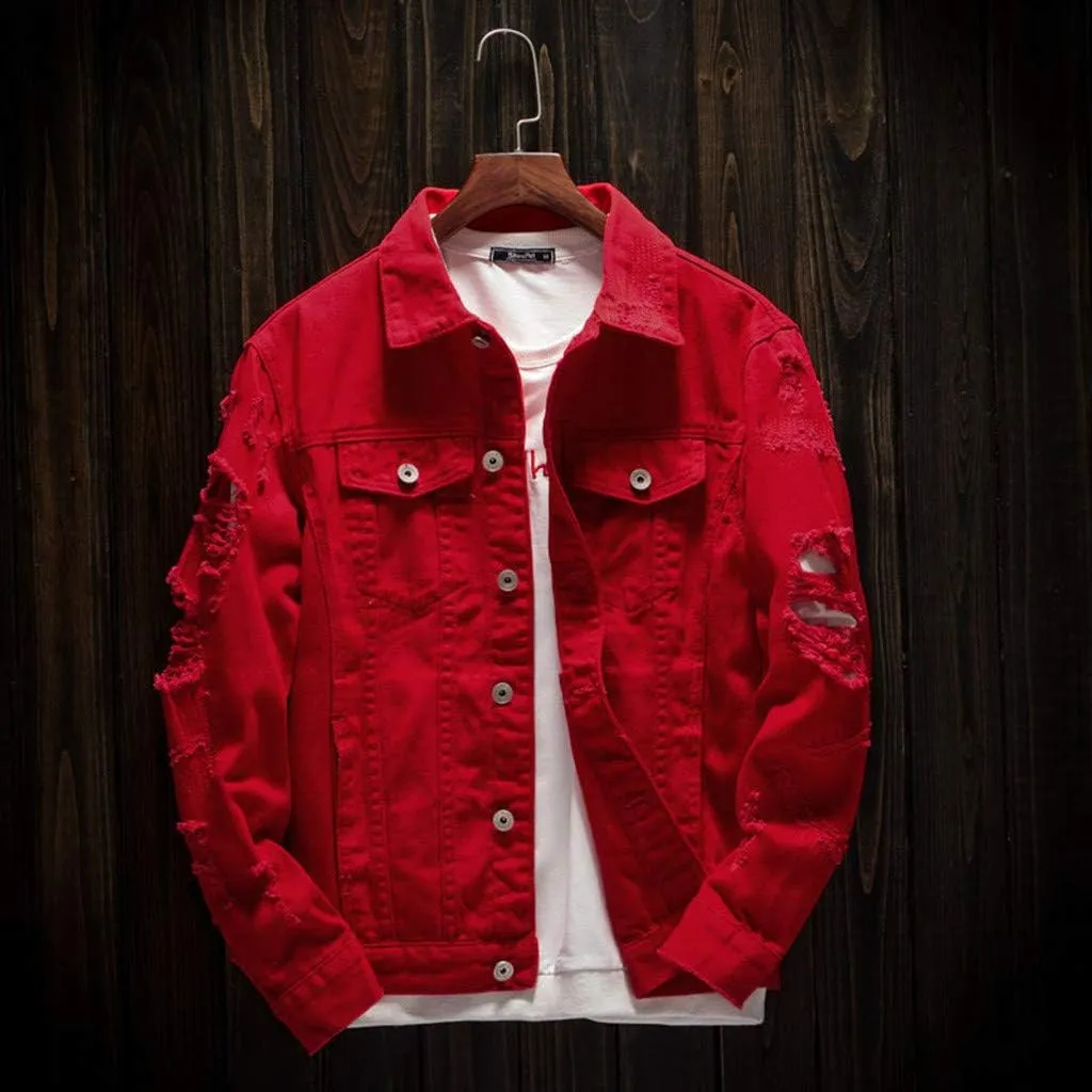 Denim Jacket Men Lightweight Button Down Long Sleeve Jean Jackets Coats Spring Fall Fashion, S-4XL