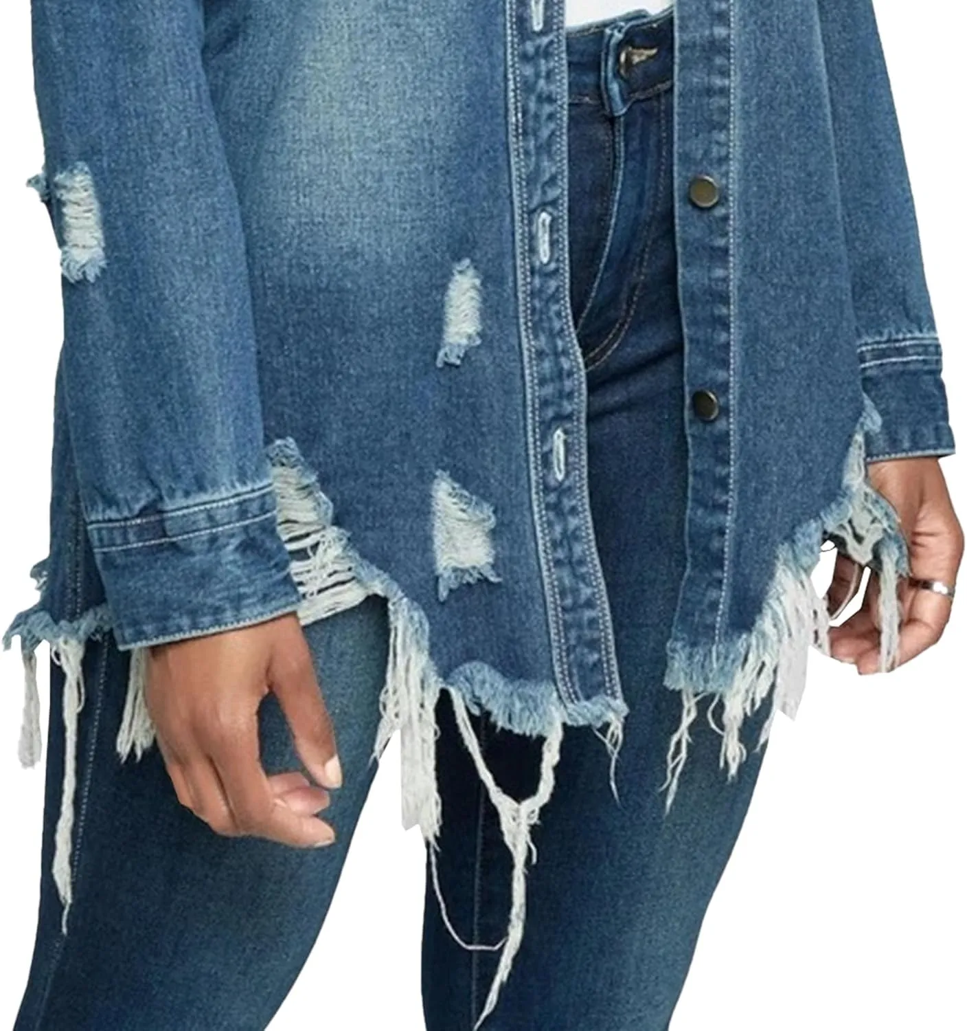 Denim Jackets for Women Trendy Denim Jacket for Women Winter Long Sleeve Classic Distressed Jean Trucker Jackets