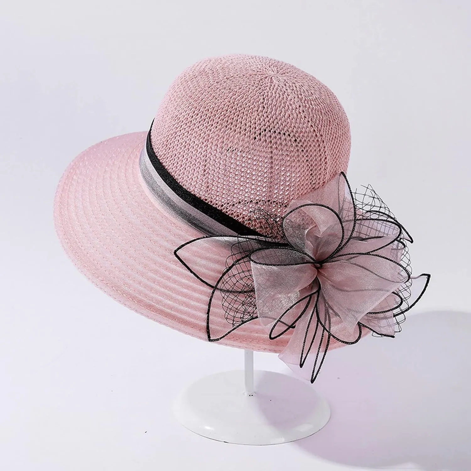 Derby Hat Church Dress for Women Tea Party Church Wedding Fascinator Hat Veil Wide Brim Bowler Hat Sun Hats