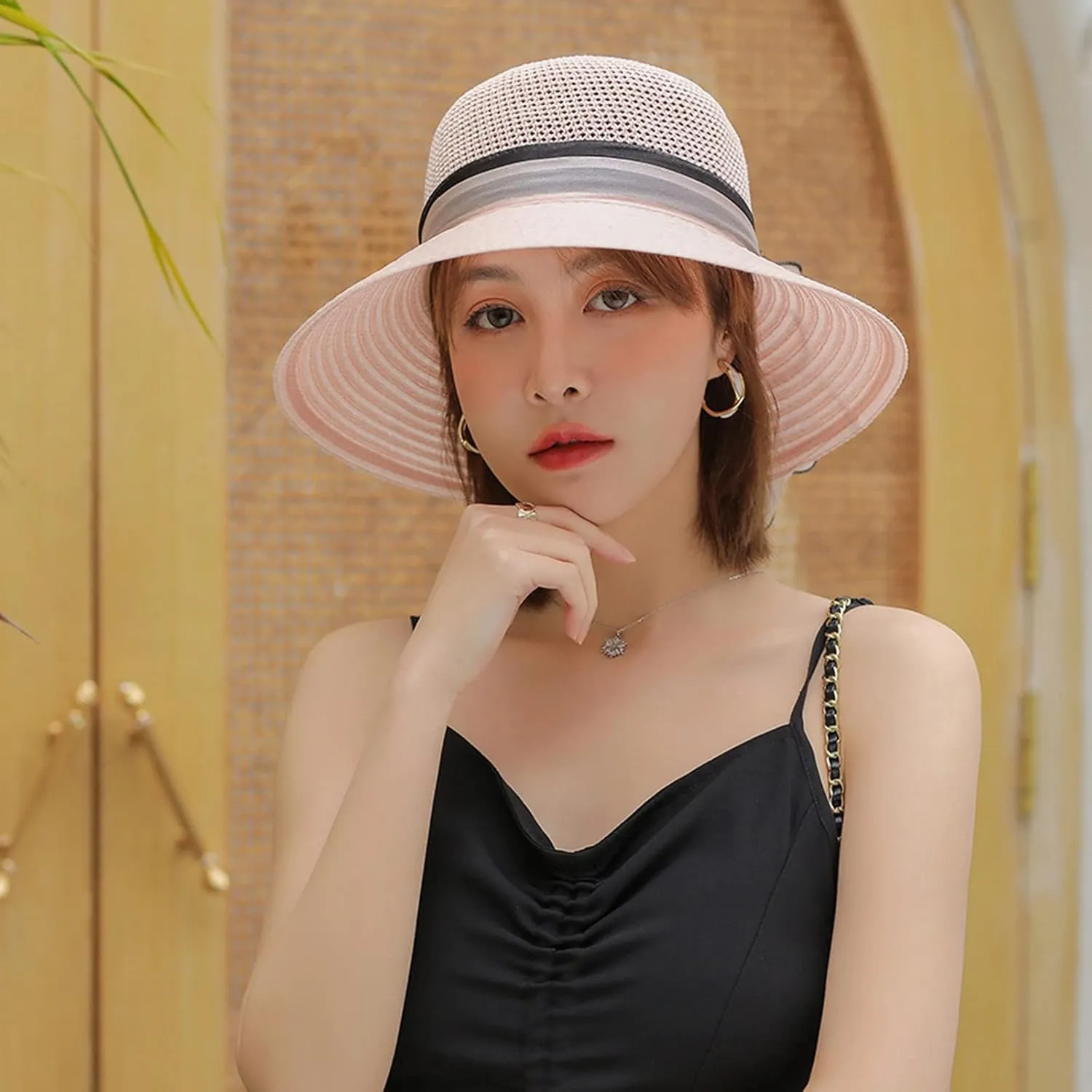 Derby Hat Church Dress for Women Tea Party Church Wedding Fascinator Hat Veil Wide Brim Bowler Hat Sun Hats