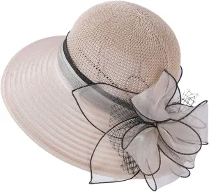 Derby Hat Church Dress for Women Tea Party Church Wedding Fascinator Hat Veil Wide Brim Bowler Hat Sun Hats