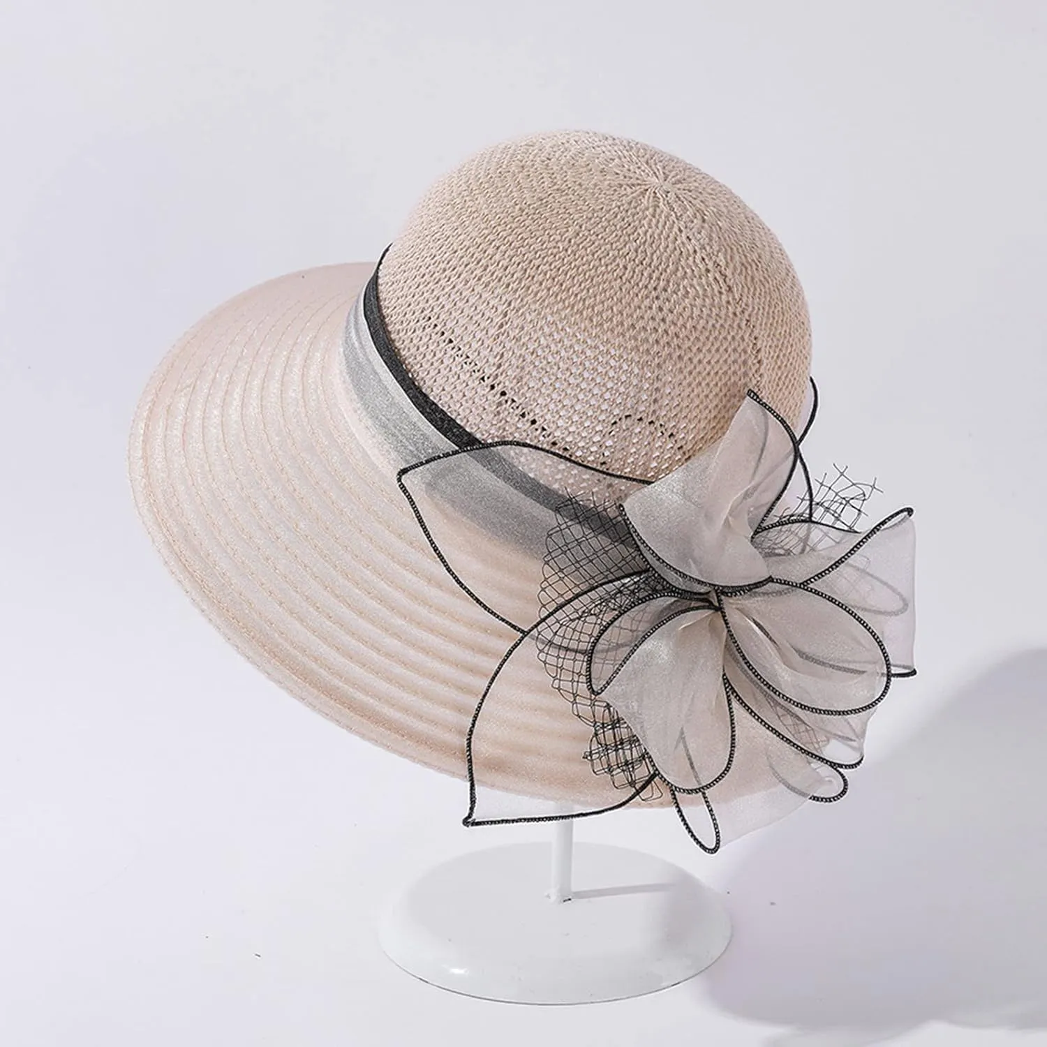 Derby Hat Church Dress for Women Tea Party Church Wedding Fascinator Hat Veil Wide Brim Bowler Hat Sun Hats