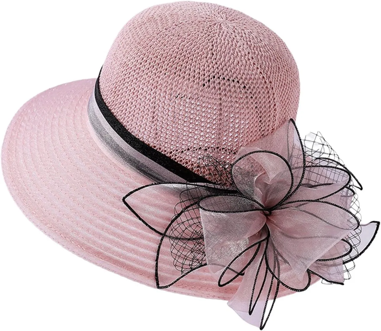 Derby Hat Church Dress for Women Tea Party Church Wedding Fascinator Hat Veil Wide Brim Bowler Hat Sun Hats