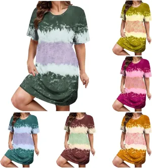 Dresses for Women 2025,Short Sleeve Crewneck Casual Spring Dress Trendy Loose Summer Dress Flowy Short Shift Dress
