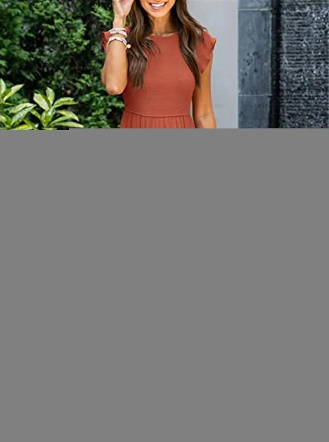 Dresses for Women Fashion Trendy Dressy Dresses Ruffle Sleeve Crewenck Pleated Waist Tiered Dress Swing Dress 2025
