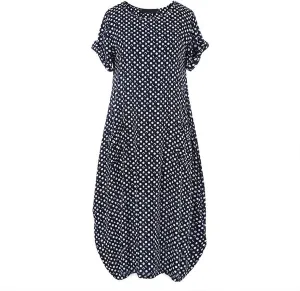Dresses for Women Summer Dot Printed Short Sleeve Crewneck Sundress Plus Size Loose Fit Maxi Dress 2025