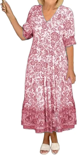 Dresses for Women Summer Floral Fairy Dresses Short Sleeve V Neck Maxi Long Dress Flowy Beach Vacation Sundress 2025