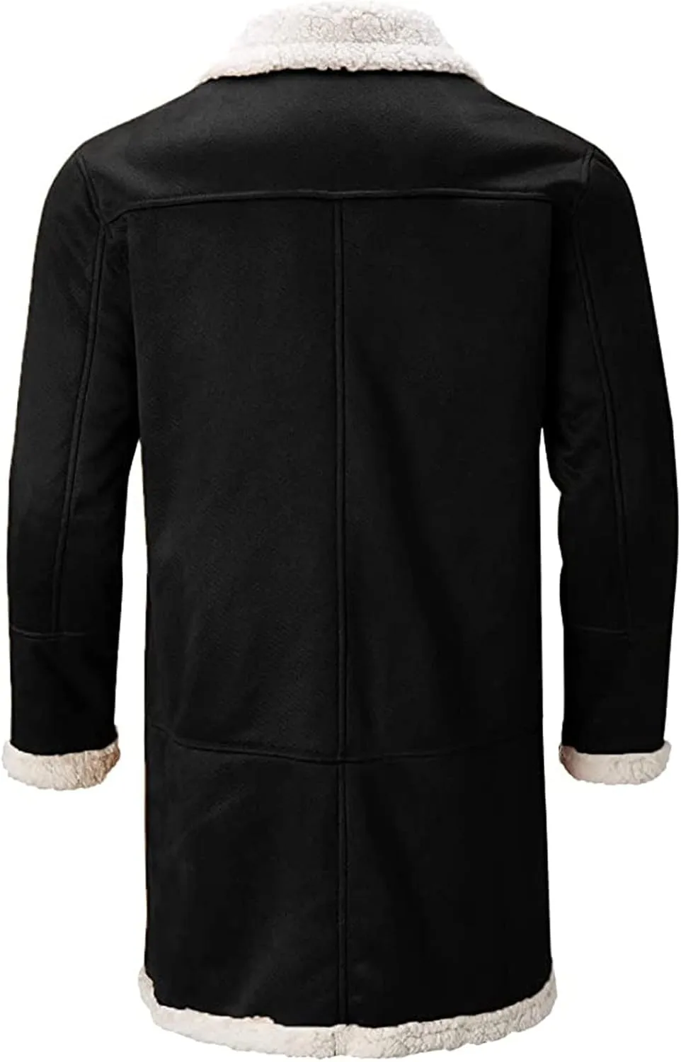 DuDubaby Men's Artificial Lined Hooded Jacket Men's Retro Long Jacket Coat