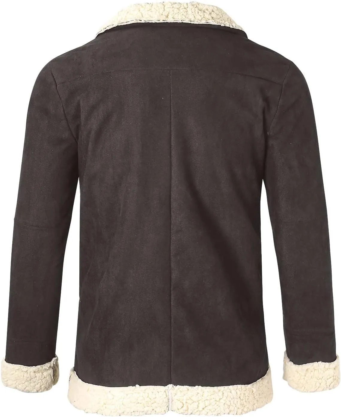 DuDubaby Men's Solid Color Frosted Fleece Composite Coat Long Sleeve Zipper Lapel Thick Coat Coat