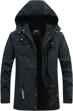 DuDubaby Men's Winter Hooded Windproof Solid Long Sleeve Soft Coat Shell Jacket