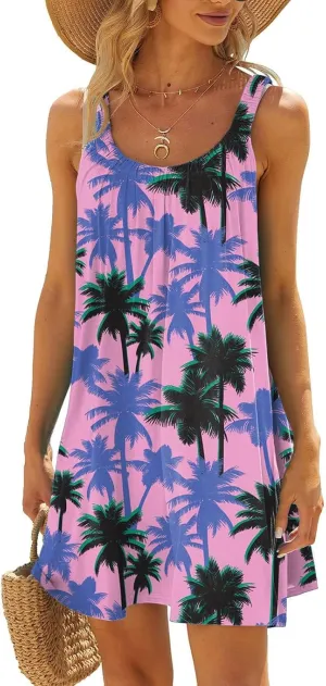 Eduavar Summer Dresses for Women, Boho Dresses for Women 2024 Casual Printing Vest Dress Summer Loose Fit Sleeveless Sundress