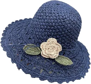 Elegant Crochet Straw Hat with Ruffle Detail Womens Hats Summer Beach Wide Brim Sun Caps UV Protection Cap for Women