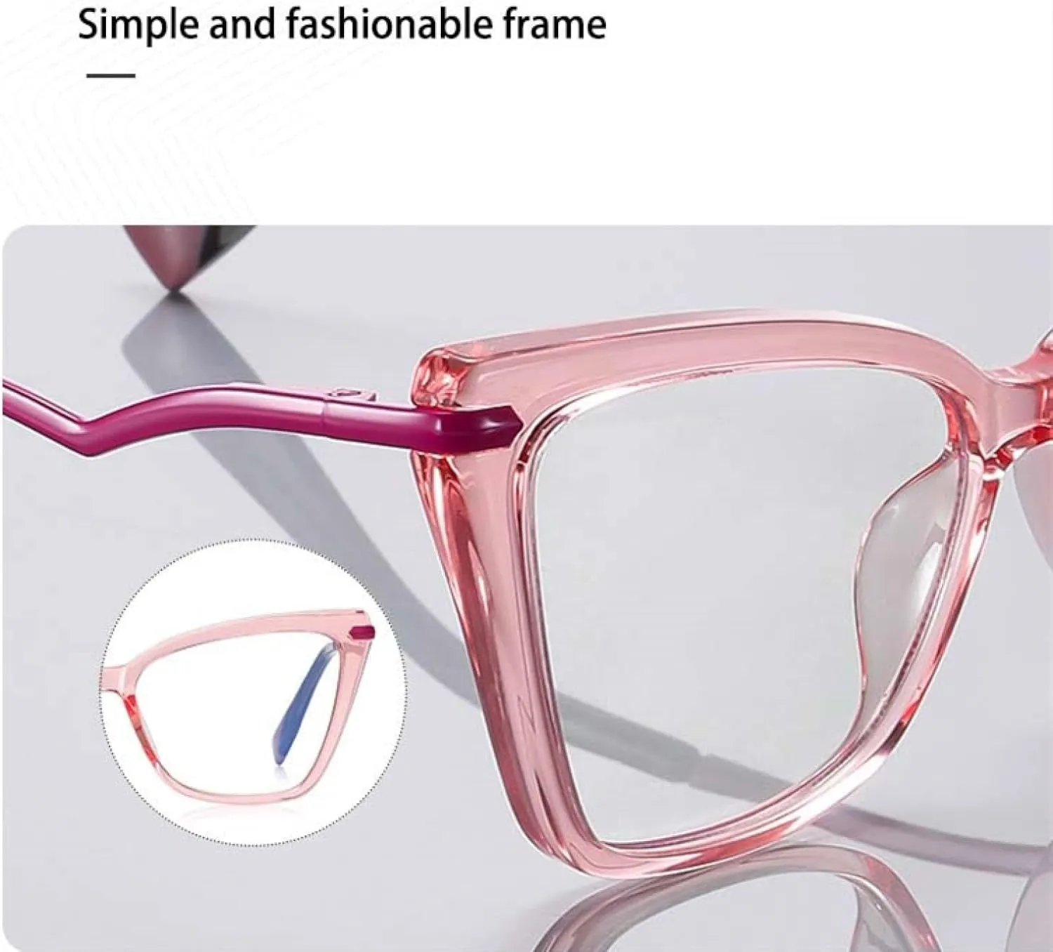 Fashion Ladies Cat Eye Frame Metal Temple Literary Glasses