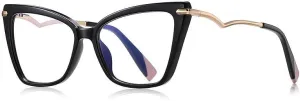 Fashion Ladies Cat Eye Frame Metal Temple Literary Glasses