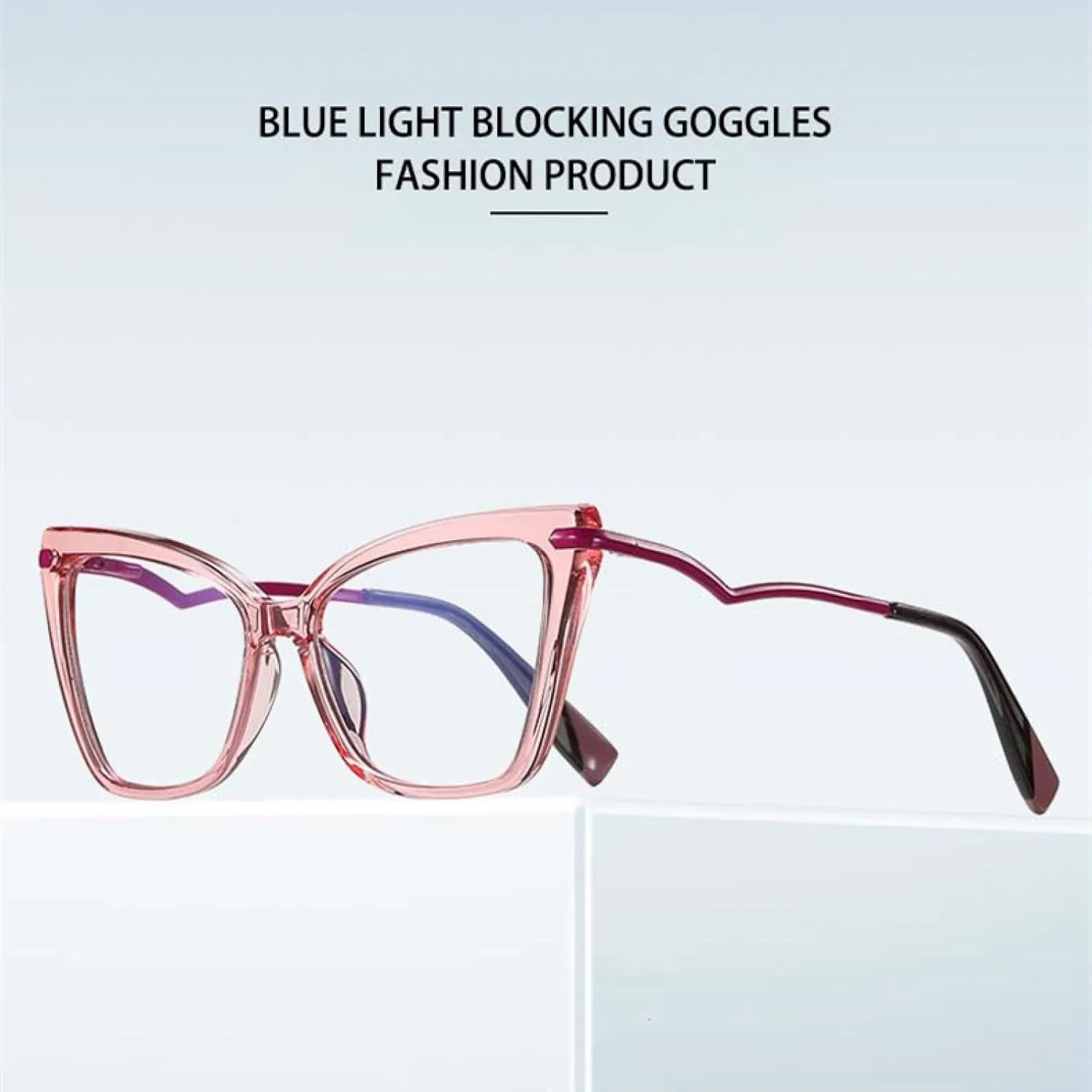 Fashion Ladies Cat Eye Frame Metal Temple Literary Glasses
