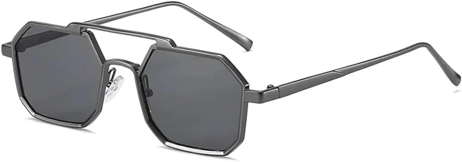 Fashion Polygon Sunglasses for Women Men Retro Metal Punk Men Vintage Steampunk Uv400