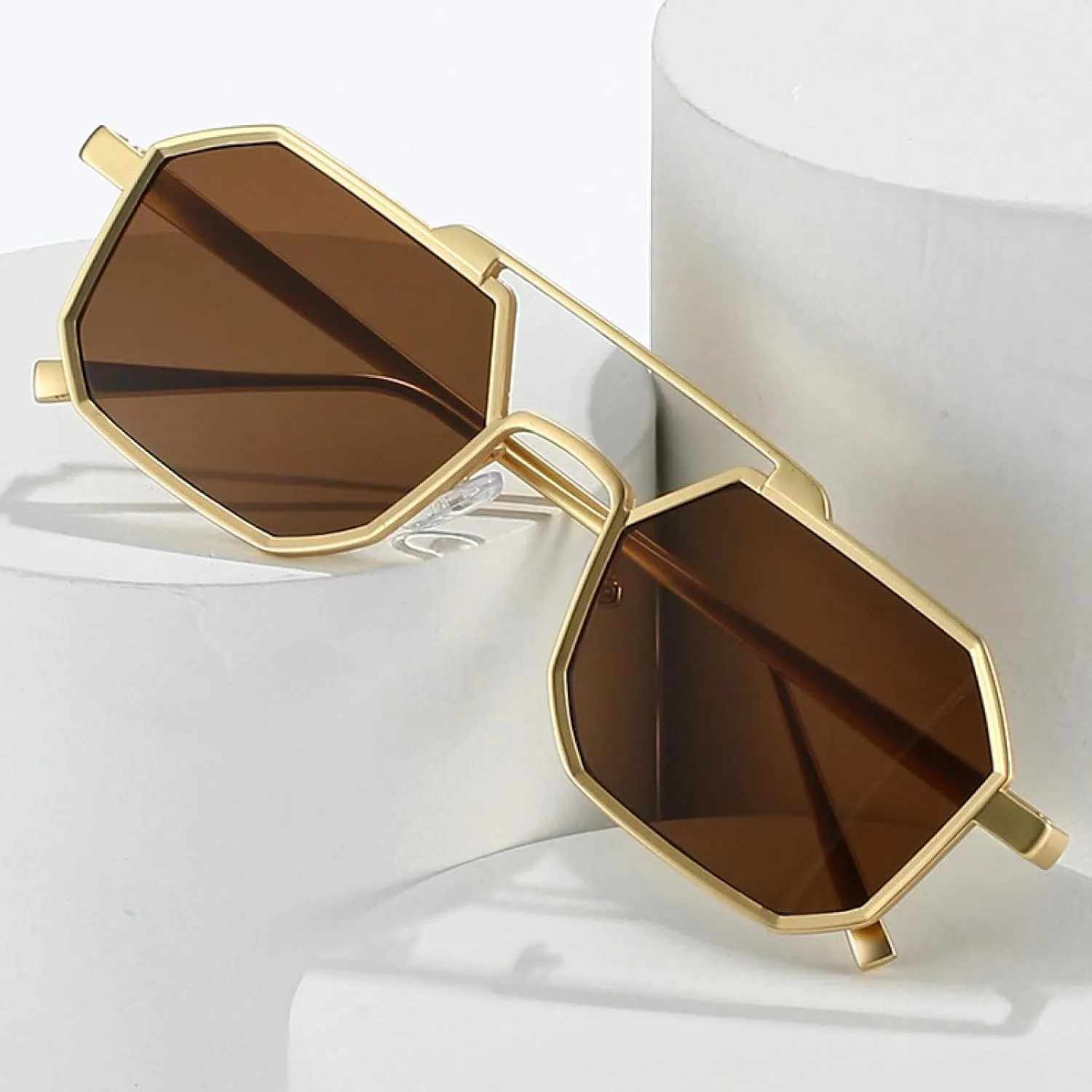 Fashion Polygon Sunglasses for Women Men Retro Metal Punk Men Vintage Steampunk Uv400