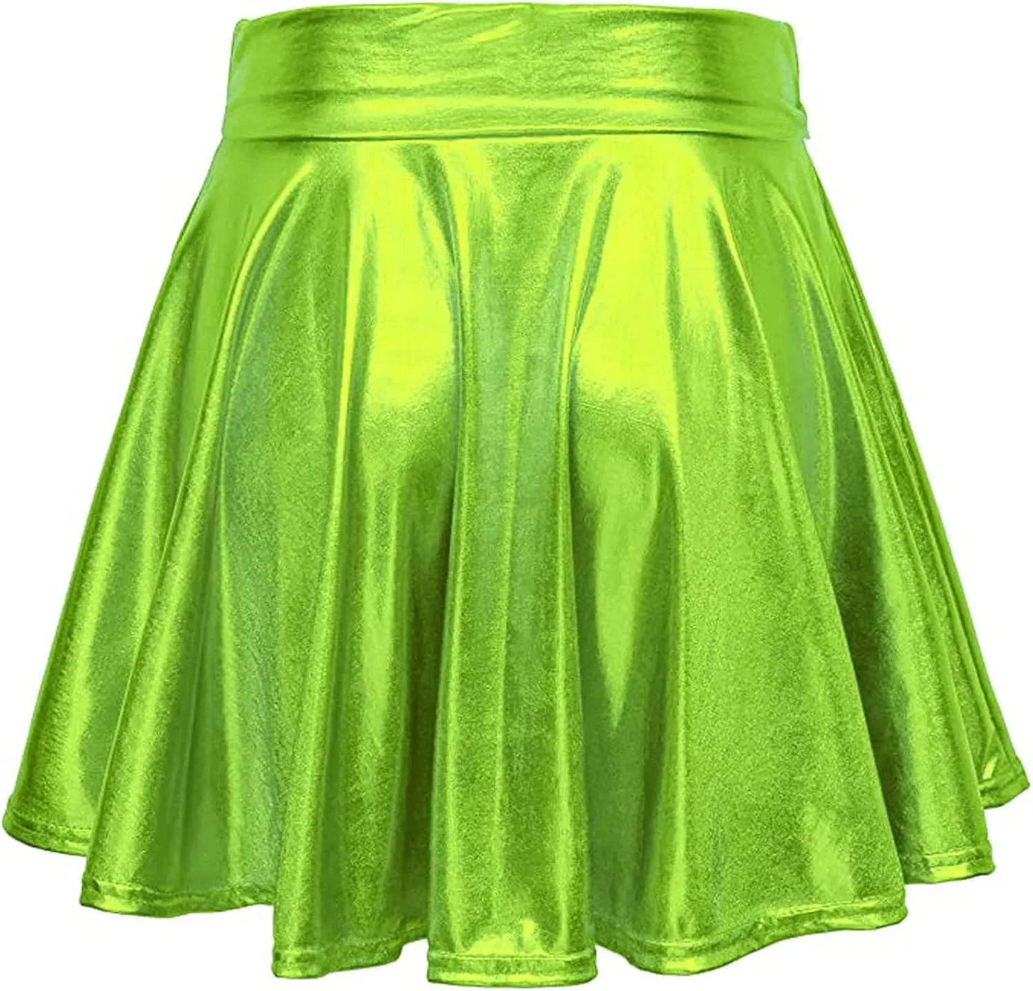 Fashion Womens Leather Skirt A-Line Fashion Casual Shiny Skirts Flared Pleated Women's Mini Short Skirts for