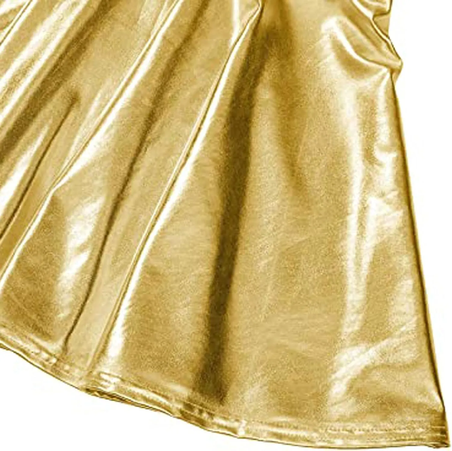 Fashion Womens Leather Skirt A-Line Fashion Casual Shiny Skirts Flared Pleated Women's Mini Short Skirts for