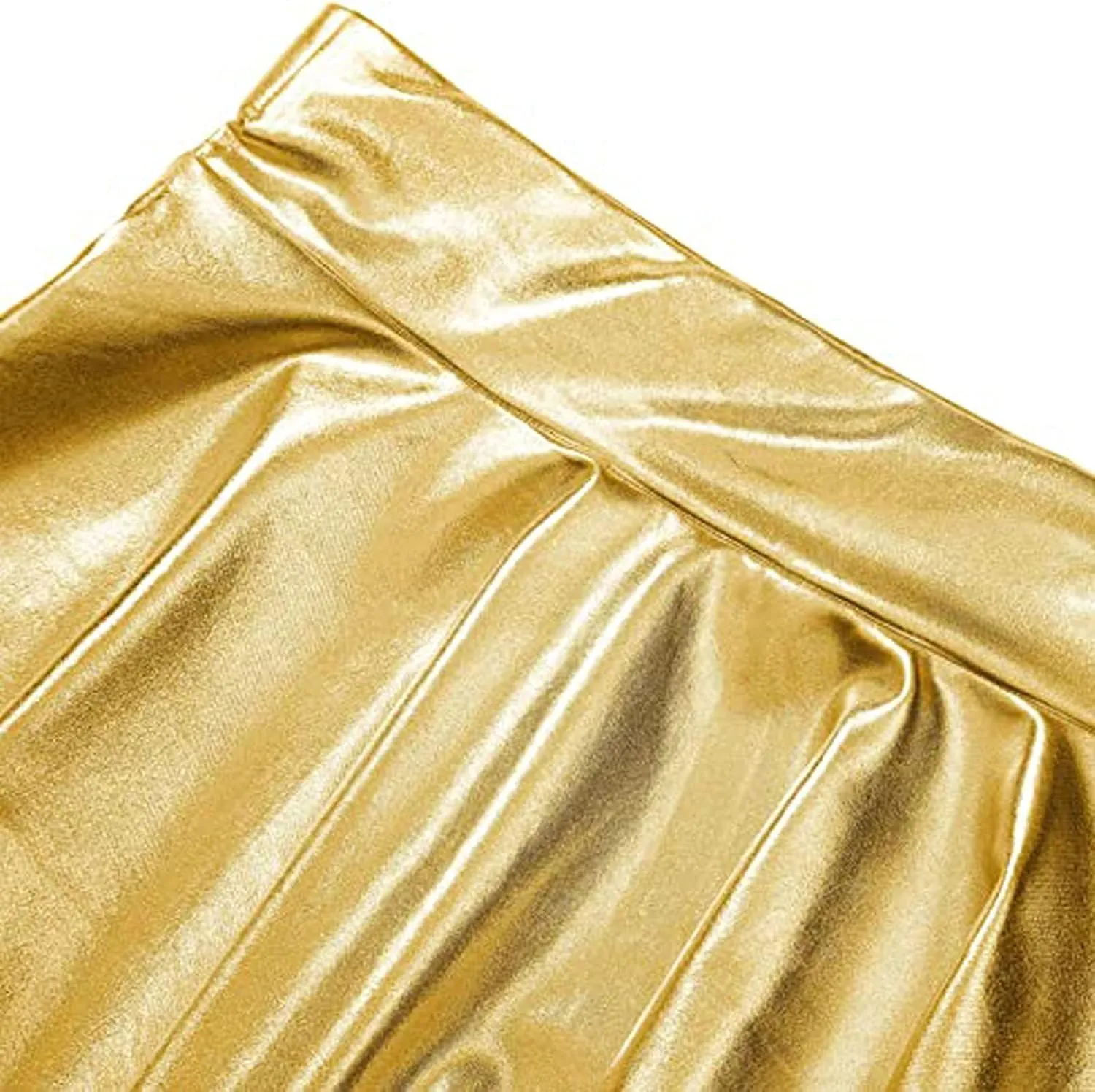 Fashion Womens Leather Skirt A-Line Fashion Casual Shiny Skirts Flared Pleated Women's Mini Short Skirts for