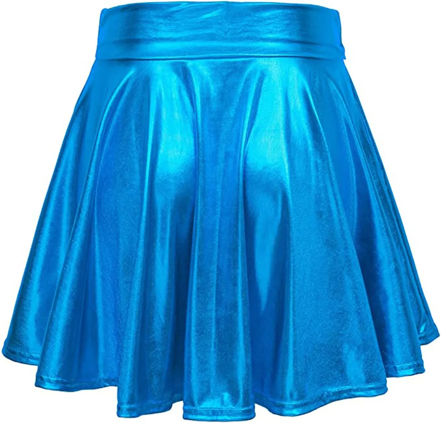 Fashion Womens Leather Skirt A-Line Fashion Casual Shiny Skirts Flared Pleated Women's Mini Short Skirts for
