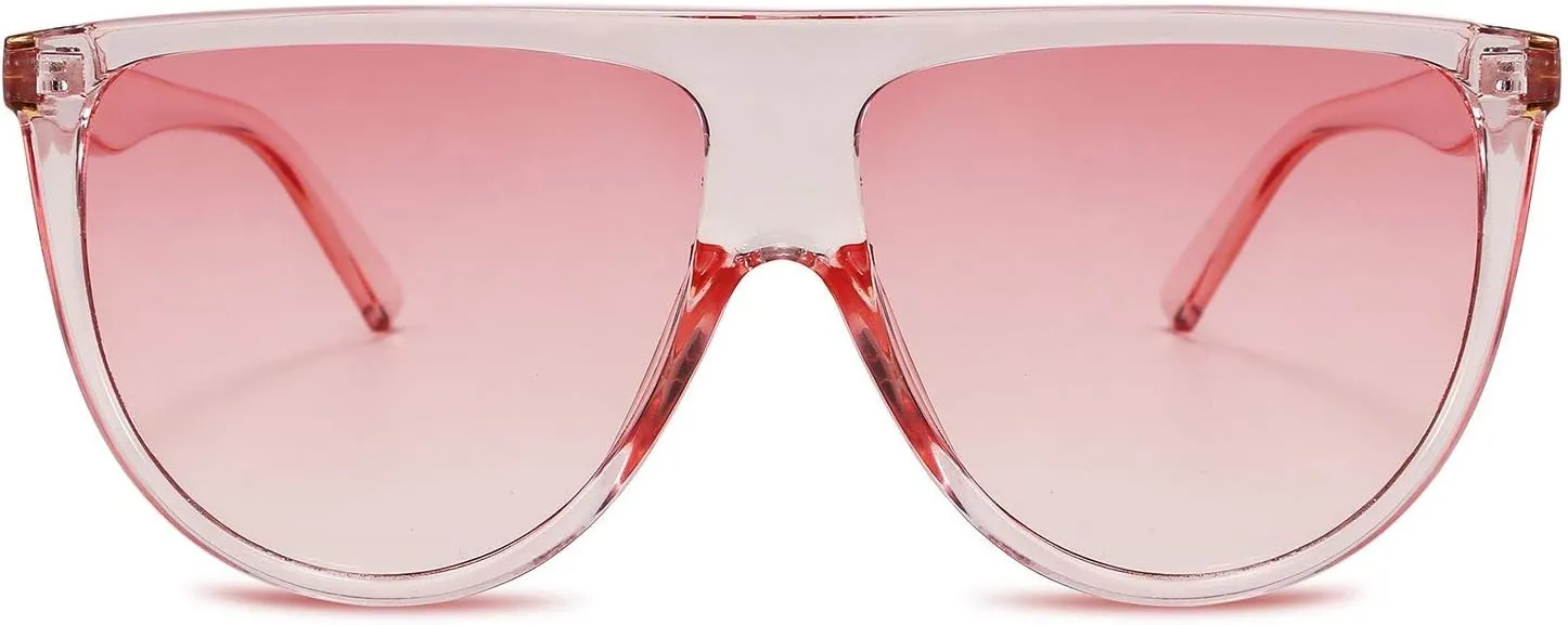 FEISEDY Men Vintage Flat Top Large Square Pilot Women Sunglasses Oversized Square Thin Plastic Frame B2499