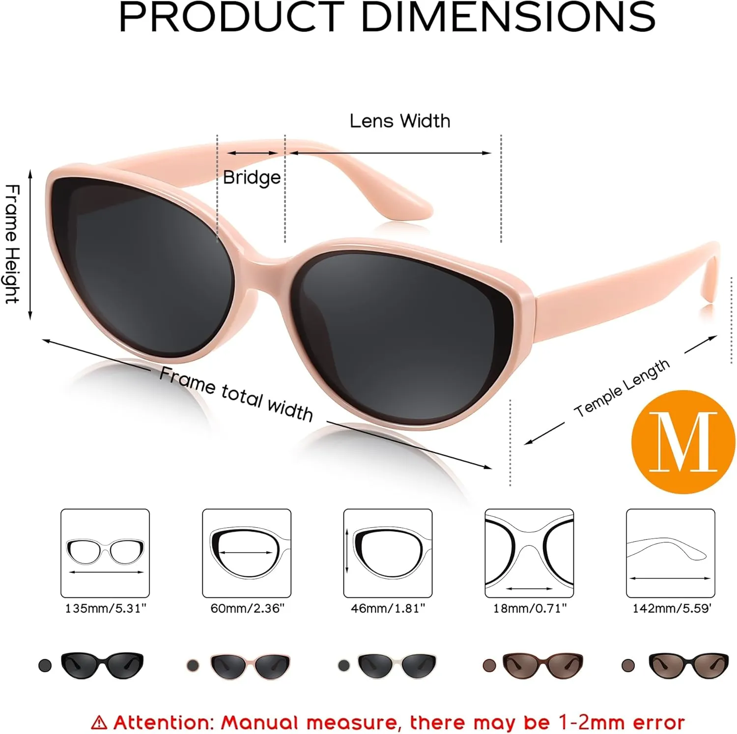 FEISEDY Oval Cat Eye Sunglasses for Women Vintage 90s Y2K Style Trendy Cute Sun Glasses B0228