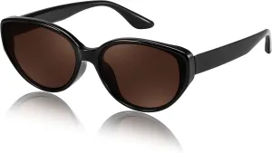 FEISEDY Oval Cat Eye Sunglasses for Women Vintage 90s Y2K Style Trendy Cute Sun Glasses B0228