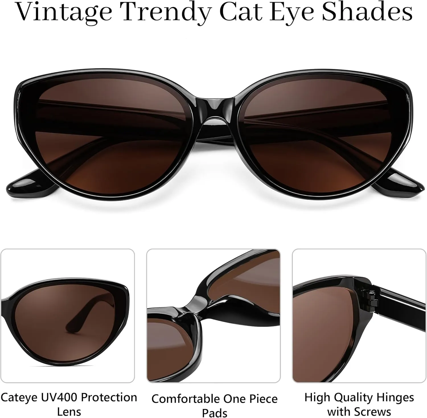 FEISEDY Oval Cat Eye Sunglasses for Women Vintage 90s Y2K Style Trendy Cute Sun Glasses B0228
