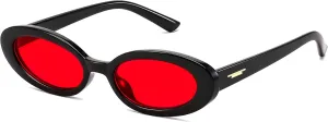 FEISEDY Small Retro Oval Cateye Sun Glasses for Women and Teens with Small Face, 90s Style Glasses B4172