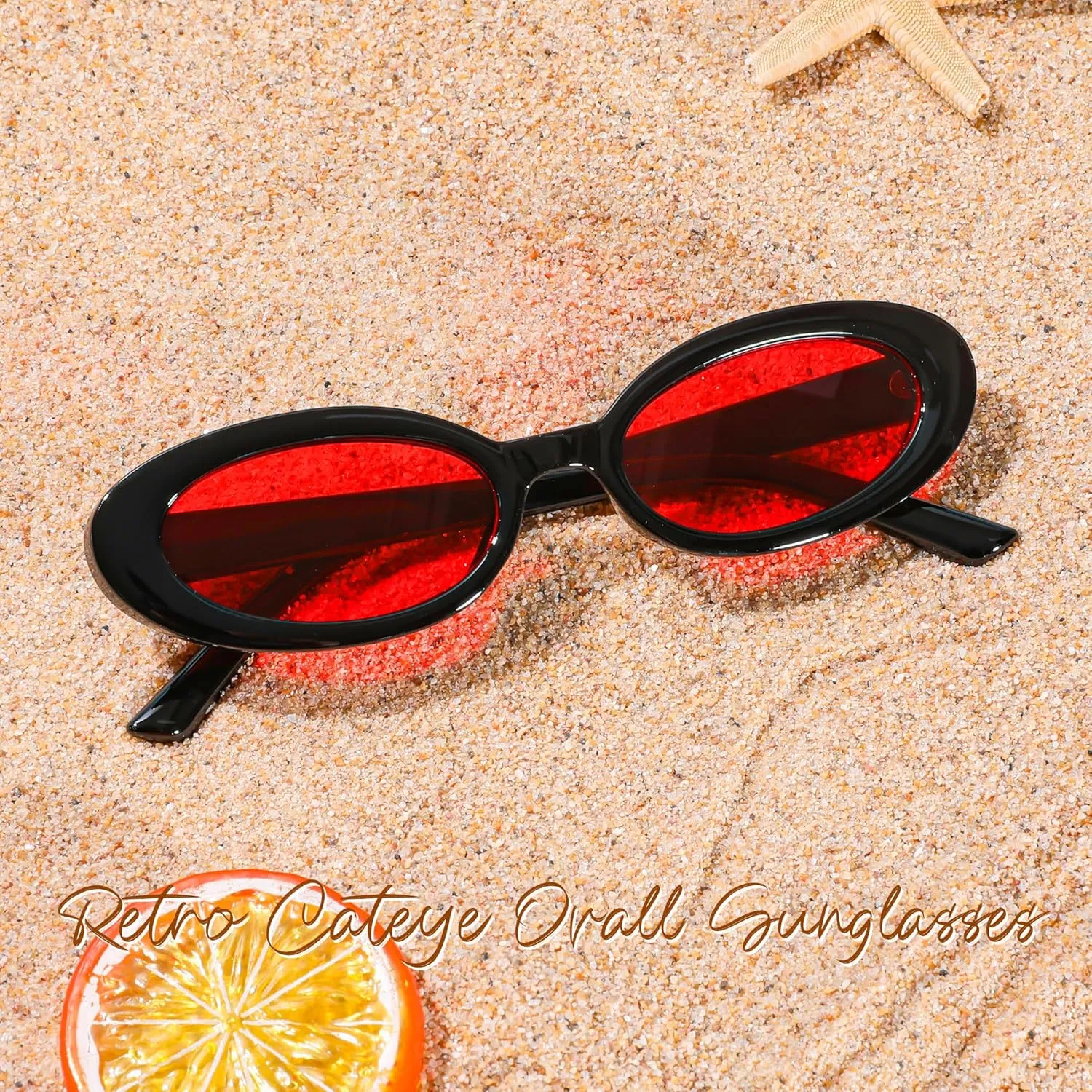 FEISEDY Small Retro Oval Cateye Sun Glasses for Women and Teens with Small Face, 90s Style Glasses B4172