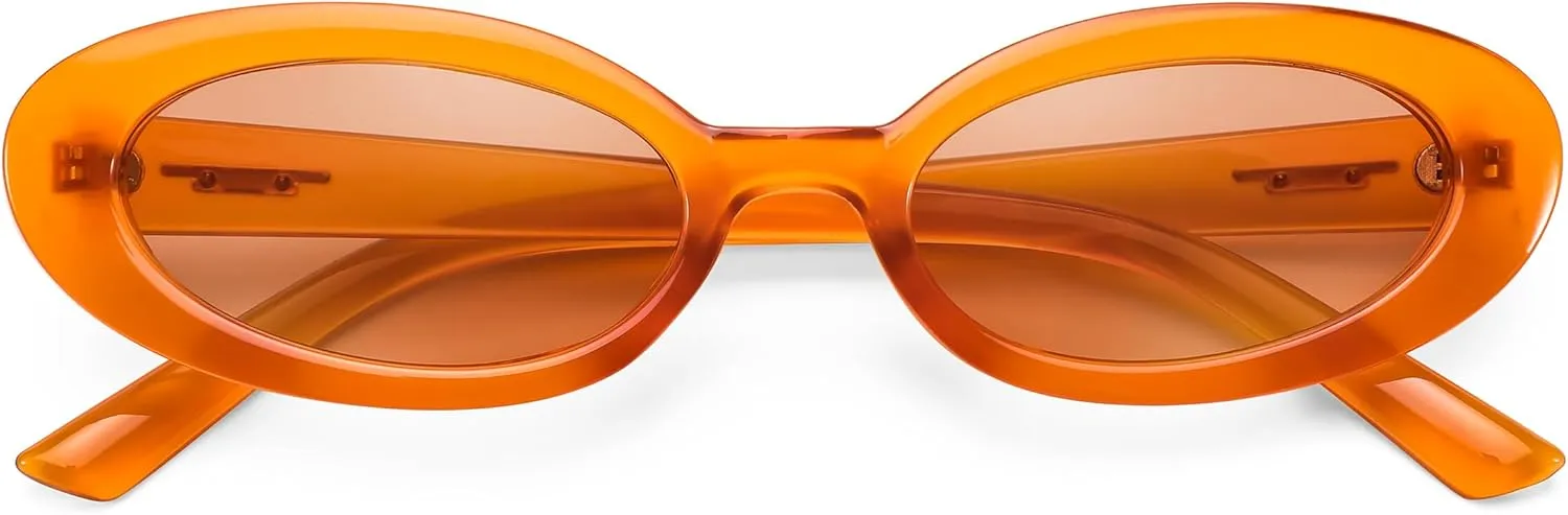 FEISEDY Small Retro Oval Cateye Sun Glasses for Women and Teens with Small Face, 90s Style Glasses B4172
