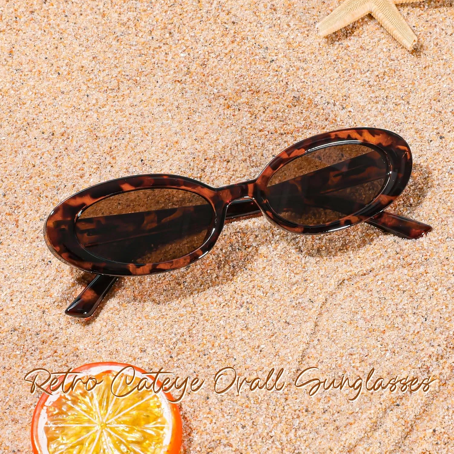 FEISEDY Small Retro Oval Cateye Sun Glasses for Women and Teens with Small Face, 90s Style Glasses B4172