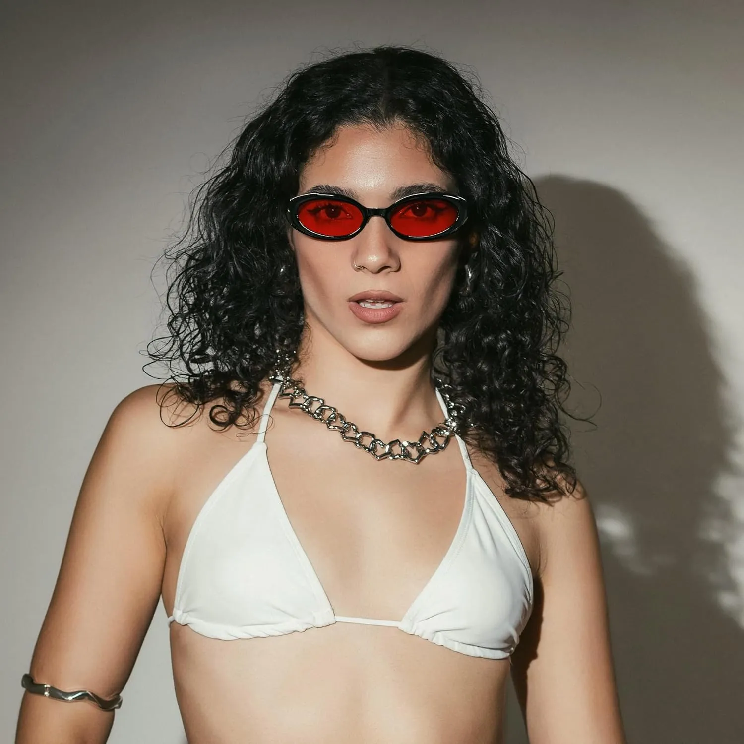 FEISEDY Small Retro Oval Cateye Sun Glasses for Women and Teens with Small Face, 90s Style Glasses B4172