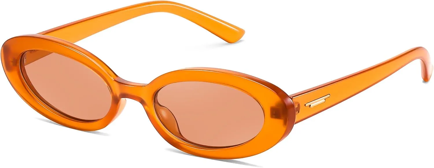FEISEDY Small Retro Oval Cateye Sun Glasses for Women and Teens with Small Face, 90s Style Glasses B4172