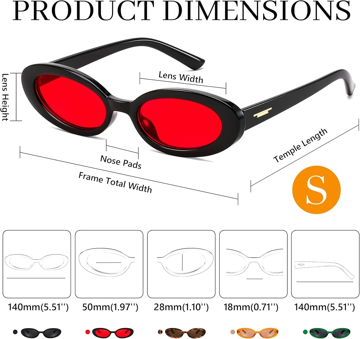 FEISEDY Small Retro Oval Cateye Sun Glasses for Women and Teens with Small Face, 90s Style Glasses B4172