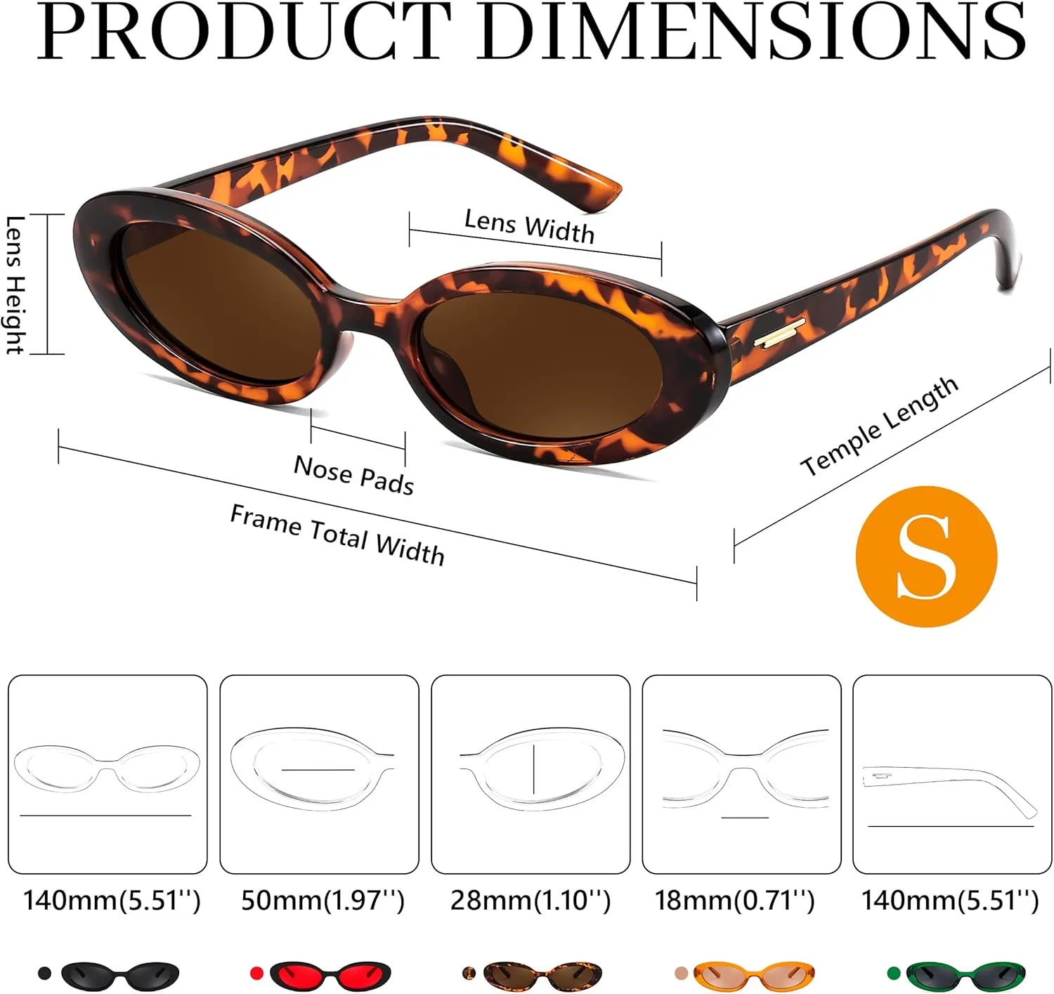 FEISEDY Small Retro Oval Cateye Sun Glasses for Women and Teens with Small Face, 90s Style Glasses B4172