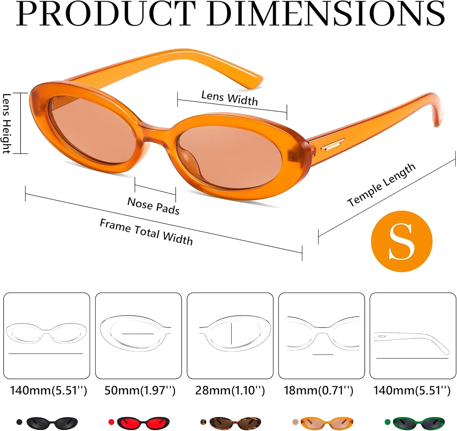 FEISEDY Small Retro Oval Cateye Sun Glasses for Women and Teens with Small Face, 90s Style Glasses B4172
