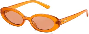 FEISEDY Small Retro Oval Cateye Sun Glasses for Women and Teens with Small Face, 90s Style Glasses B4172