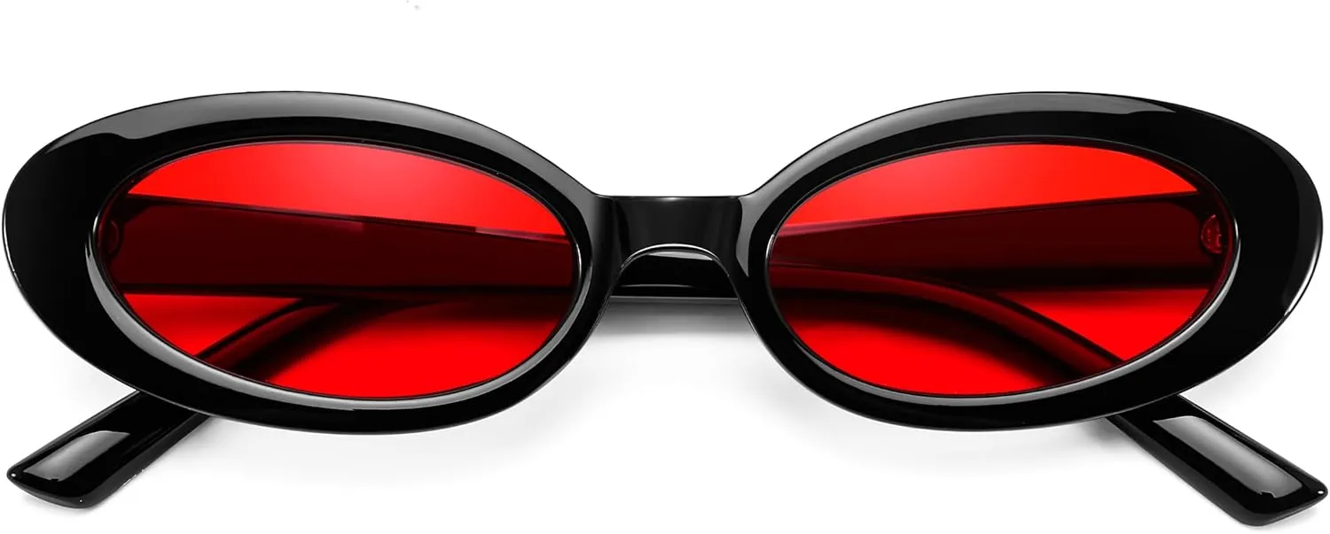 FEISEDY Small Retro Oval Cateye Sun Glasses for Women and Teens with Small Face, 90s Style Glasses B4172
