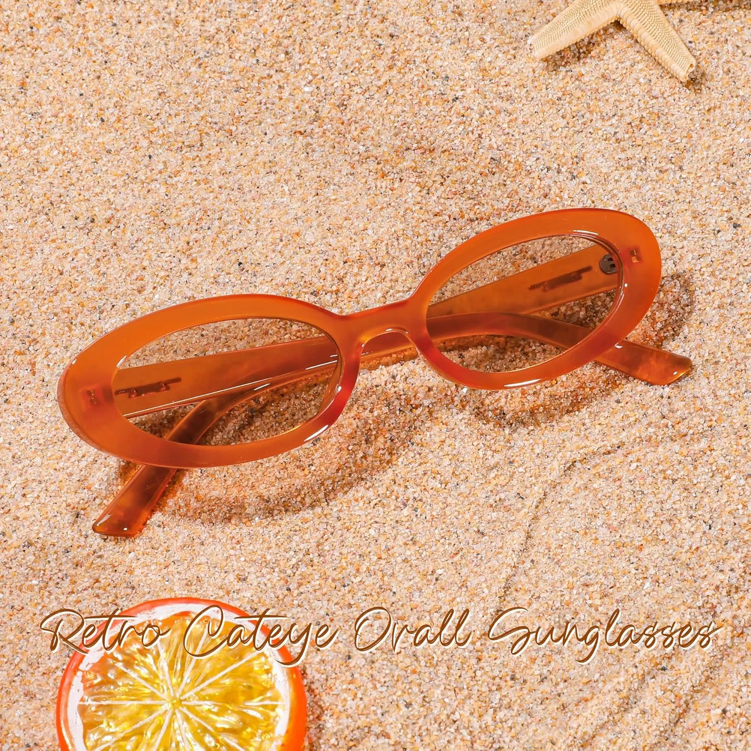 FEISEDY Small Retro Oval Cateye Sun Glasses for Women and Teens with Small Face, 90s Style Glasses B4172