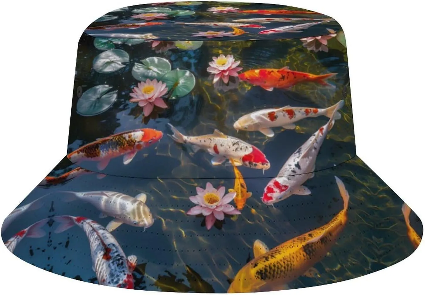 Feng Shui Nine Fish Bucket Hat Lightweight Fishing Hat Wide Brim Sun Protection Cap for Men Women