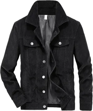 Finelylove Mens Corduroy Jacket Casual Vintage Button Down Shir Jacket Warm Fall Winter Shacket Coats with Pockets